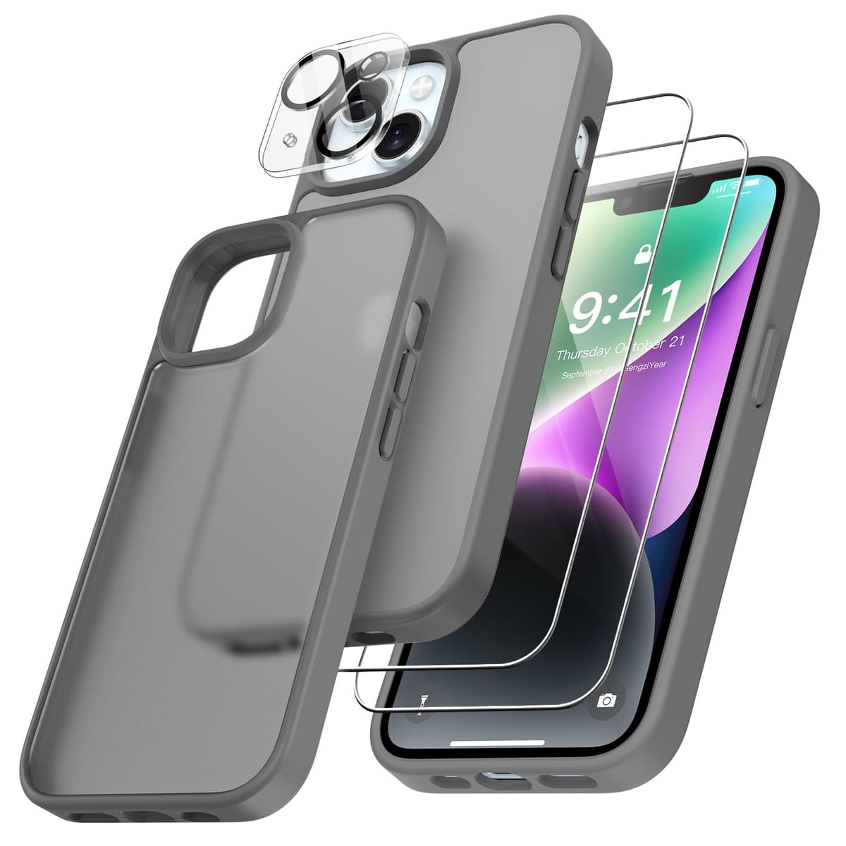 FLLAO 4 en 1 Funda para iPhone 15 con 2 Protector Pantalla y 1 Protector Lente Cámara, [Almohadilla de Aire integrada] Antigolpes Antiarañazos Carcasa 6,1 Pulgadas, Transparente — view 32