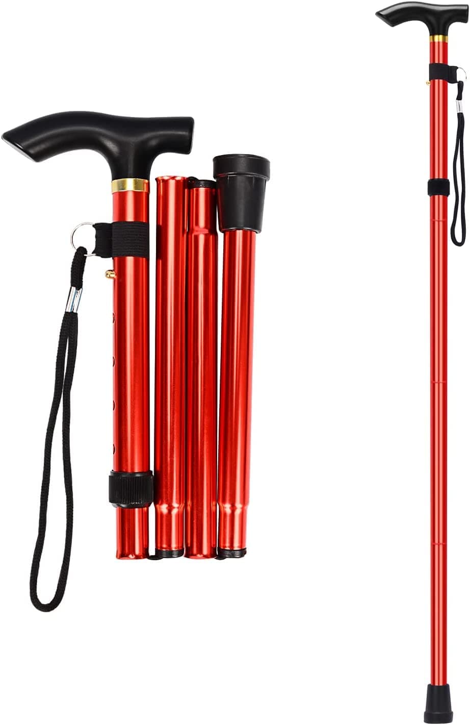 supregear Bastón Plegable, 5 Niveles de Altura Ajustable, Ligero y Portátil para Viaje, Mango en T y Pulsera, Extensible para Personas Mayores y Adultos con Discapacidad — view 10