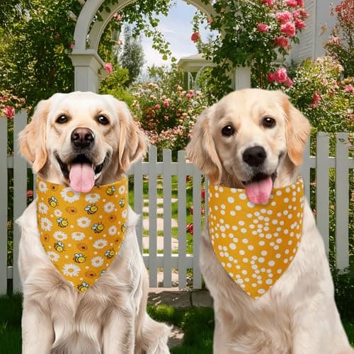 Agroon Spring Dog Bandanas Small 3PCS, 6 Pattern Summer Floral Scarf for Boy and Girl, Triangle Reversible Bibs Breed for Puppy Pets — view 3