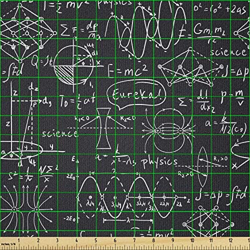 Lunarable Science Fabric by The Yard, Scientific Calculation Monochrome Arrangement with Hand Drawn Doodle Formulas, Stretch Knit Fabric for Clothing Sewing and Arts Crafts, 2 Yards, Black and White