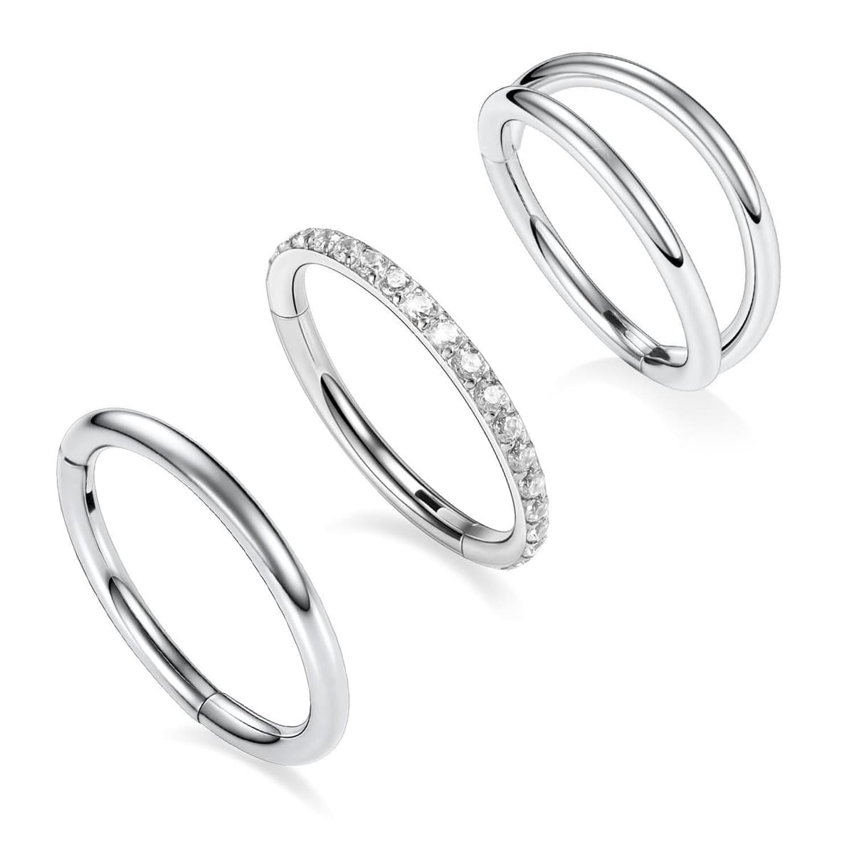 GAGABODY 2 Pcs Nose Rings 20G 18G 16G 14G 12G 10G 8G Surgical Steel Piercing Rings for Nose Septum Cartilage Helix Tragus Conch Rook Daith Lobe from 5mm to 16mm Seamless Hoop Unisex Hinged Earrings — view 14
