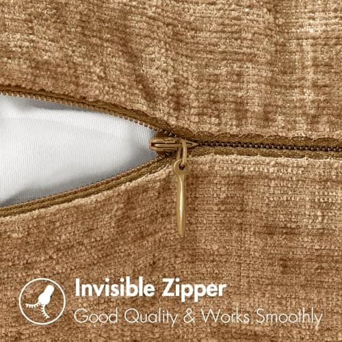 MIULEE Pack of 2 Couch Throw Pillow Covers 18x18 Inch Soft Apricot Brown Chenille Pillow Covers for Sofa Living Room Fall Home Decor Solid Dyed Pillow Cases — view 3
