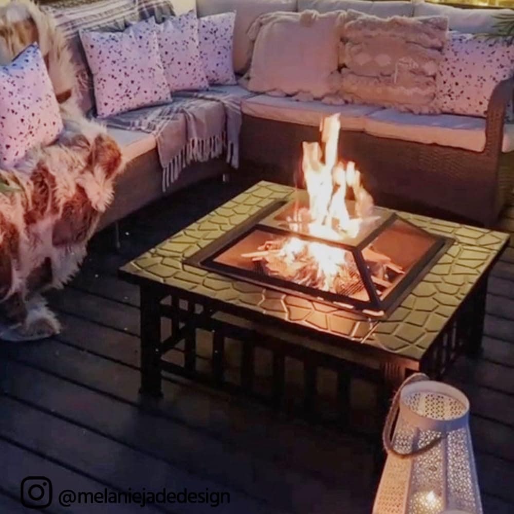 Yaheetech Brasero Exterior Jardin Grande 3 en 1 Chimeneas de Leña para Terraza Estufa al Aire Libre para Camping Cuenco para Hogueras 81x 81x 50cm — view 3