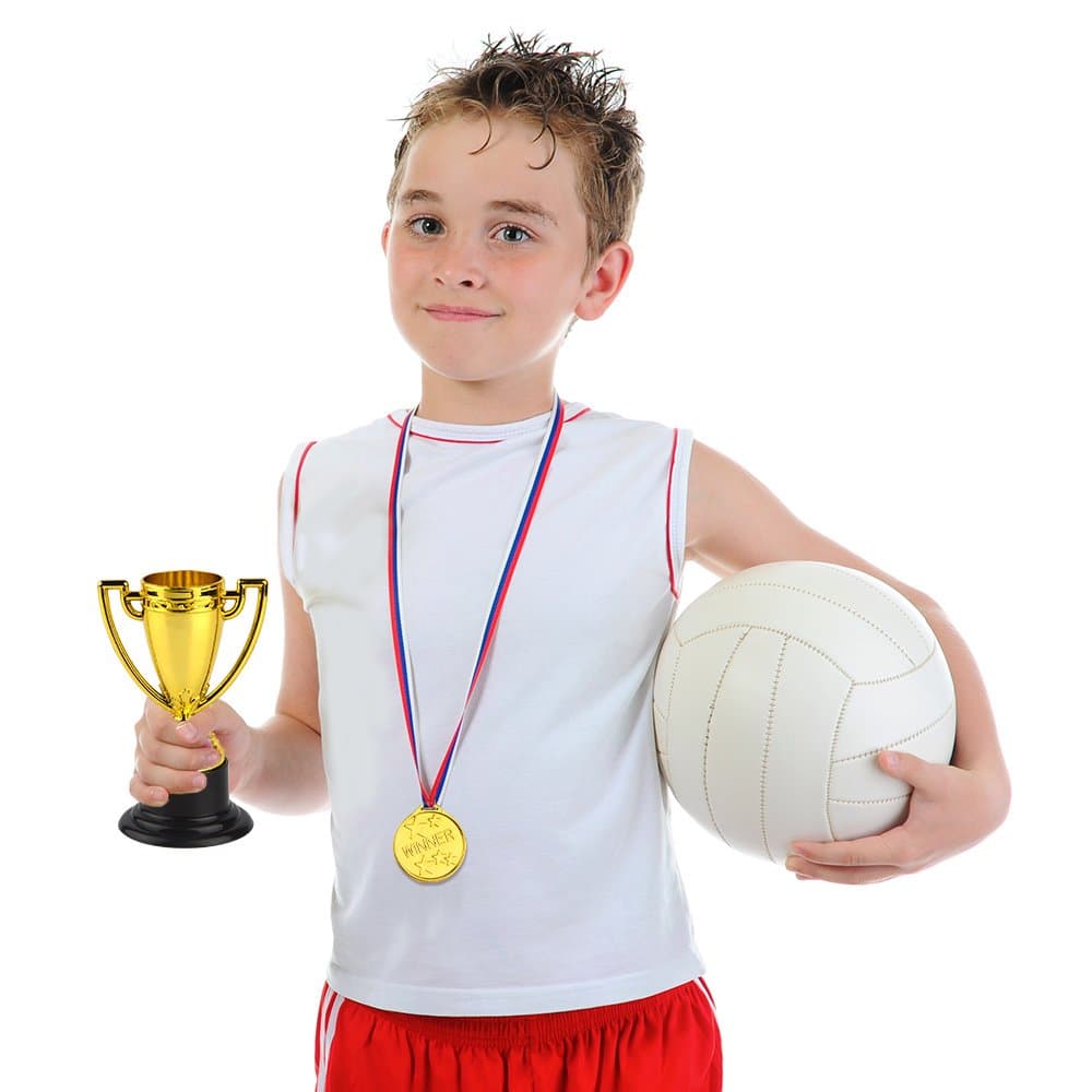 FEPITO 30 Piezas de trofeos de medallas Set 10 Piezas de Trofeo de plástico de Oro y 20 Piezas de medallas ganadoras para Kid Party Sports Awards — view 5