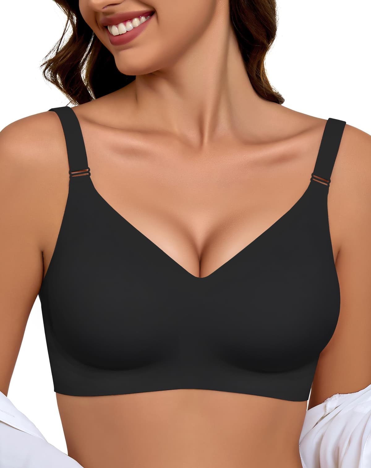 Sujetador sin Aros Mujer, Sujetador Reductor Push Up con Relleno Cómodo Sujetadores Mujer sin Aro Sostenes de Mujer Talla Grande Sujetador Invisible Diario Bralette sin Costuras
