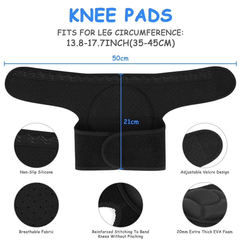 flintronic 1 Par Rodilleras Trabajo, Protección para la Rodilla, Esponja Eva De 20 Mm de Grosor, Antideslizantes para Rodilleras Voleibol Ajustables Adecuadas para Voleibol, Baile, Jardín (L,Negro) — view 2