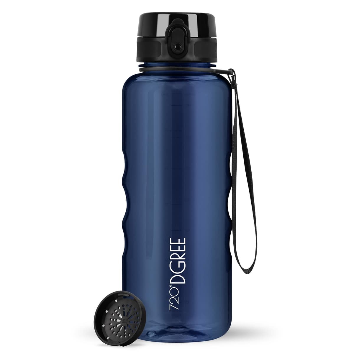 720°DGREE Botella Agua 1,5 Litros “uberBottle“ - Tamiz-Fruta, crystalClear - Sin BPA, Prueba de Fugas, Reutilizable - XL Cantimplora, Water Bottle ideal para Fitness, Gimnasio, Deporte, Outdoor