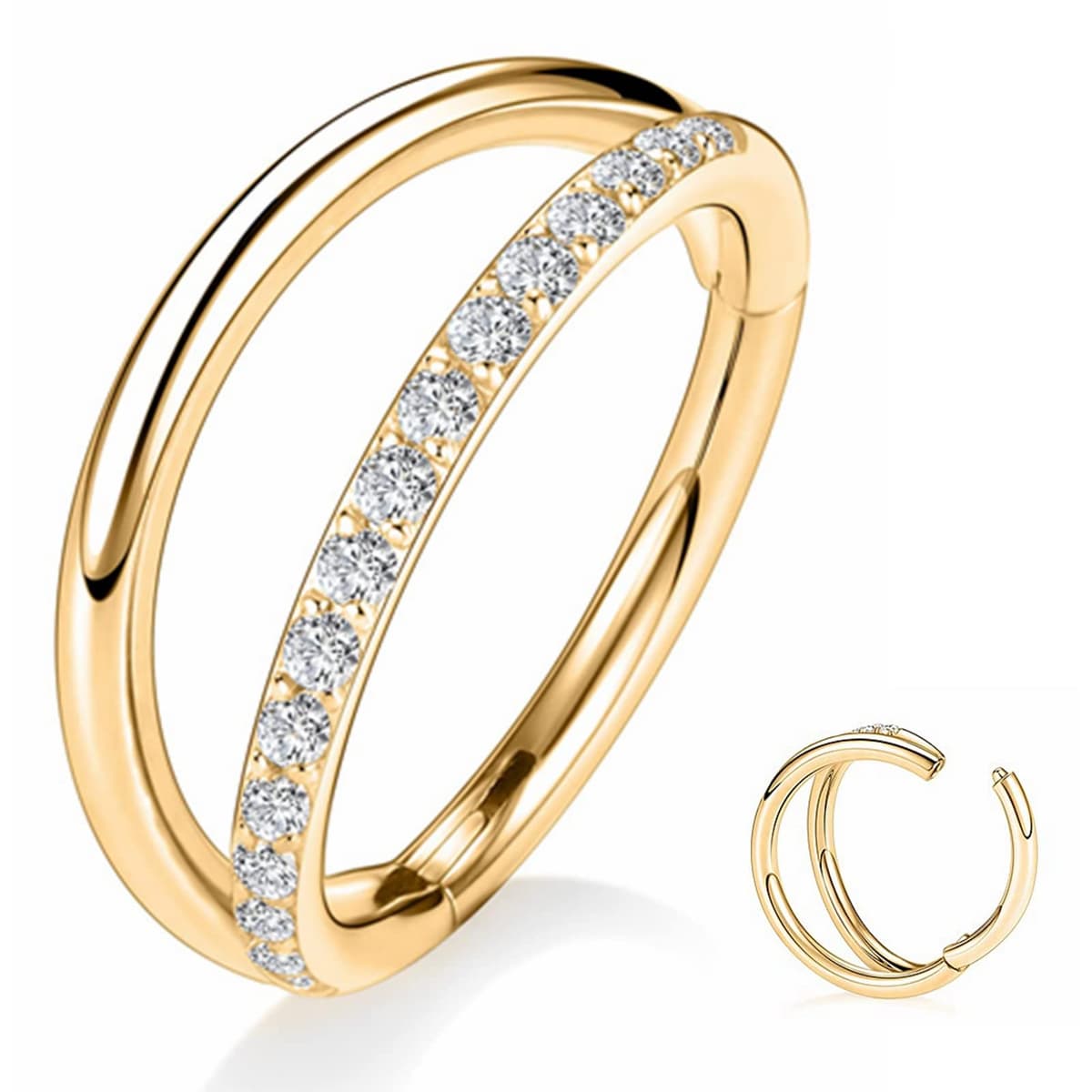 Yrogcu 20G 18G 16G 14G Single/Double Hoop Stainless-Steel Seamless-Hinged-Piercing Segment-Clicker Nose-Ring-Hoop : Diameter 6mm 8mm 10mm 12mm Cartilage Earrings — view 9