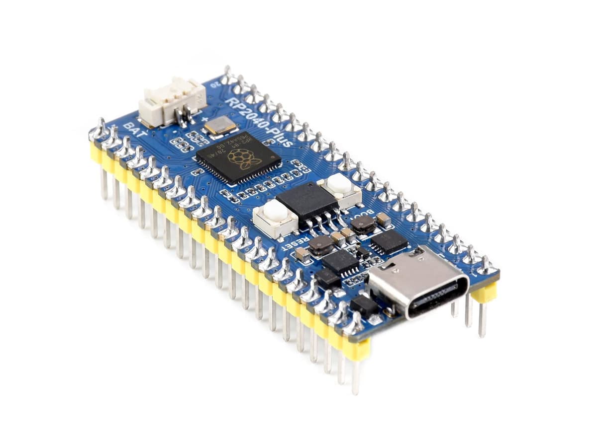 Waveshare RP2040-Plus Pico-like MCU Board Based on Raspberry Pi RP2040 Chip, with Pre-soldered Header, 4MB Flash, USB-C Connector, Compatible with Most of Raspberry Pi Pico Add-on Modules