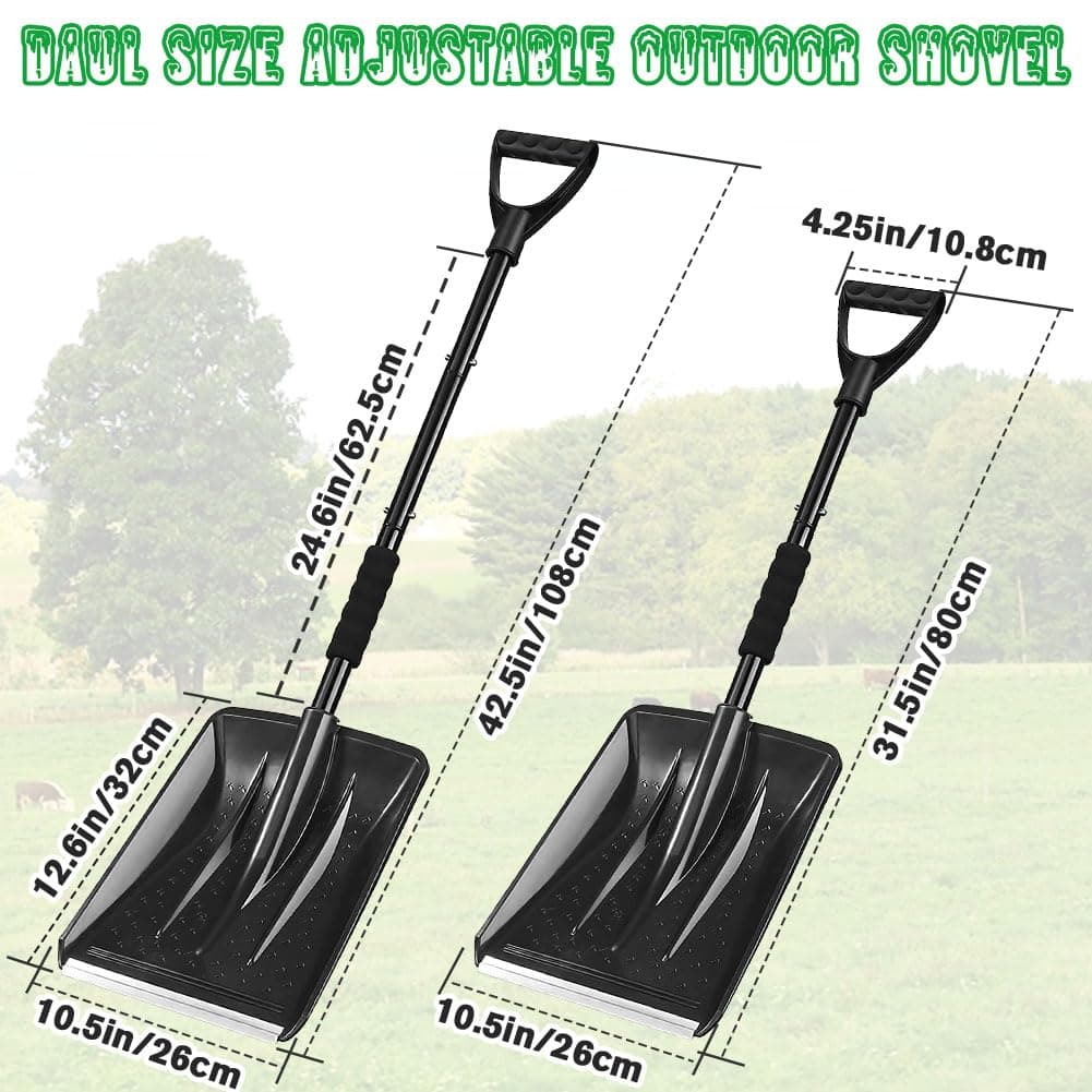 Pala Nieve, Carretilla Elevadora de Nieve de 108 cm, Diseño Desmontable de 4 Piezas, Pala de Nieve Ajustable Portátil Ligera, Gran Capacidad, Camping y Actividades al Aire Libre (Negro) — view 2