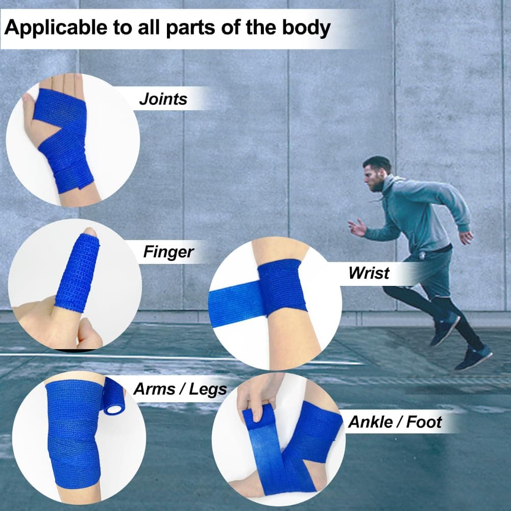 Clooflar 16 Pack Self Adhesive Cohesive Bandage, 5cm x 4.5m Elastic Football Sock Tape for Sports, First Aid Medical and Vet Wrap, Grip Tape — view 4