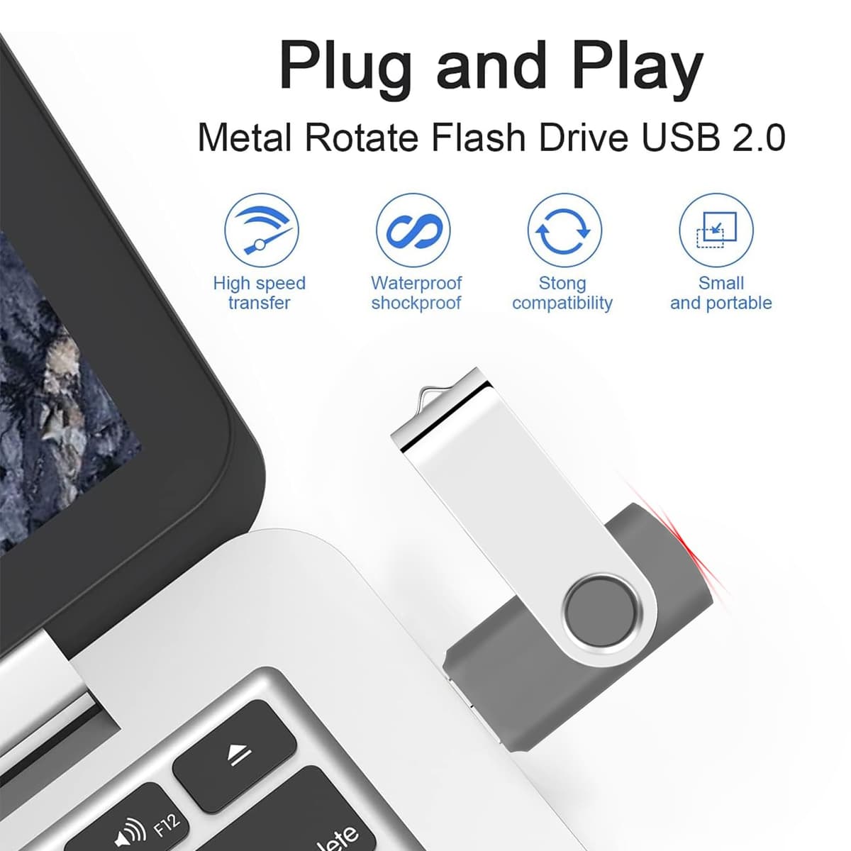 4GB USB Flash Drive,SRVR 20Pack USB2.0 Swivel Thumb Drives Data Storage Jump Drive Zip Drive Memory Sticks External Devices with Led Indicator(Black Color With Lanyard) — view 2
