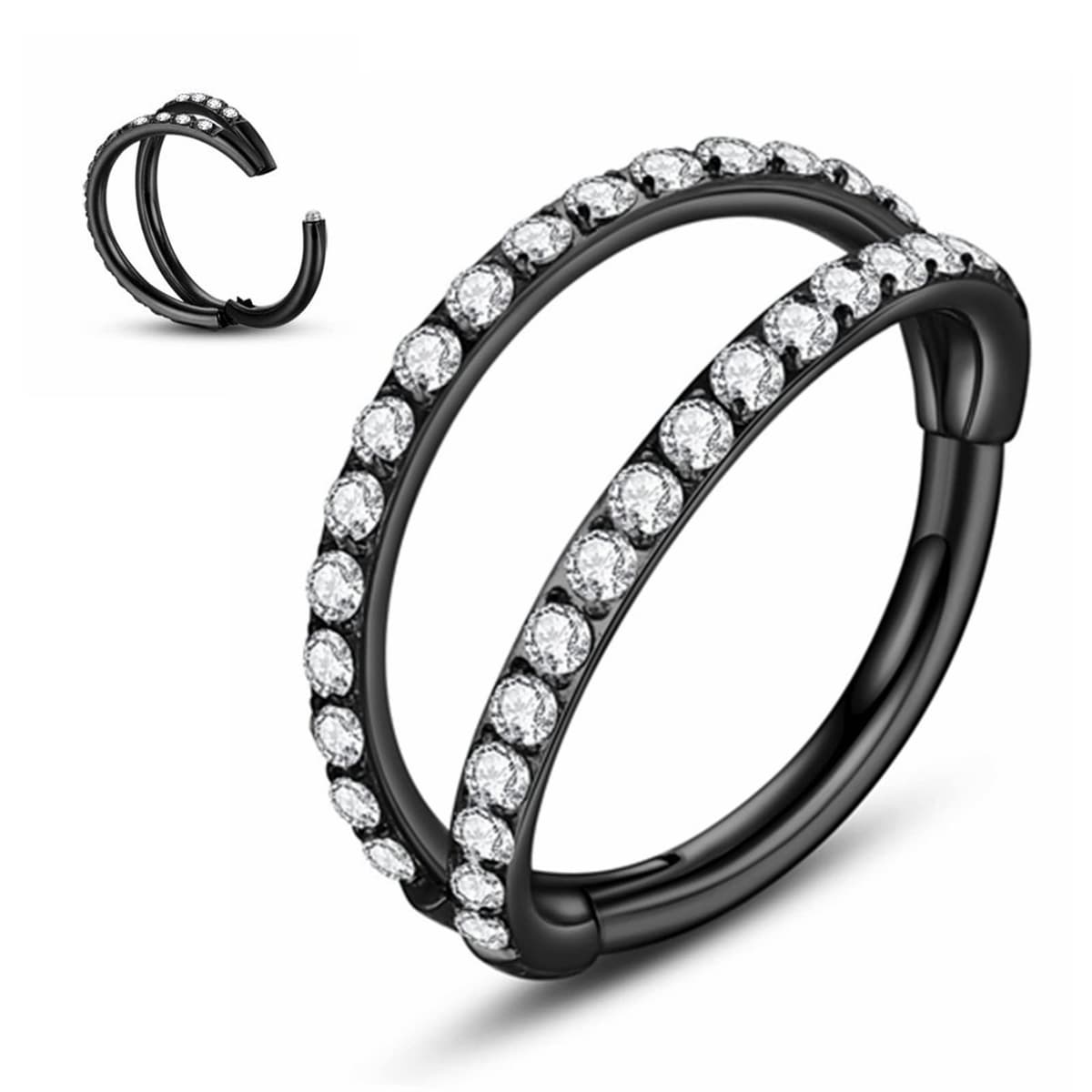 Yrogcu 20G 18G 16G 14G Single/Double Hoop Stainless-Steel Seamless-Hinged-Piercing Segment-Clicker Nose-Ring-Hoop : Diameter 6mm 8mm 10mm 12mm Cartilage Earrings — view 33