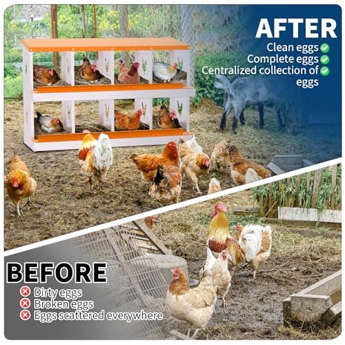 GarveeLife Chicken Nesting Boxes, 8-Hole Roll Away Nest Box for Chicken Coop, Metal Egg Laying Box with Lid Cover to Protect Eggs, Rollout Egg Collection, Vented Holes for Outdoor Chicken Coop — view 5