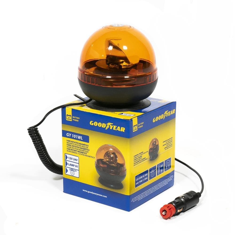 Goodyear - Luz Rotativa Ámbar H1 Homologada CE GY103WL, Baliza de Advertencia 55-70W 12-24V IP67, Montaje Flexible para Tractores, Coches y Vehículos de Emergencia — view 5