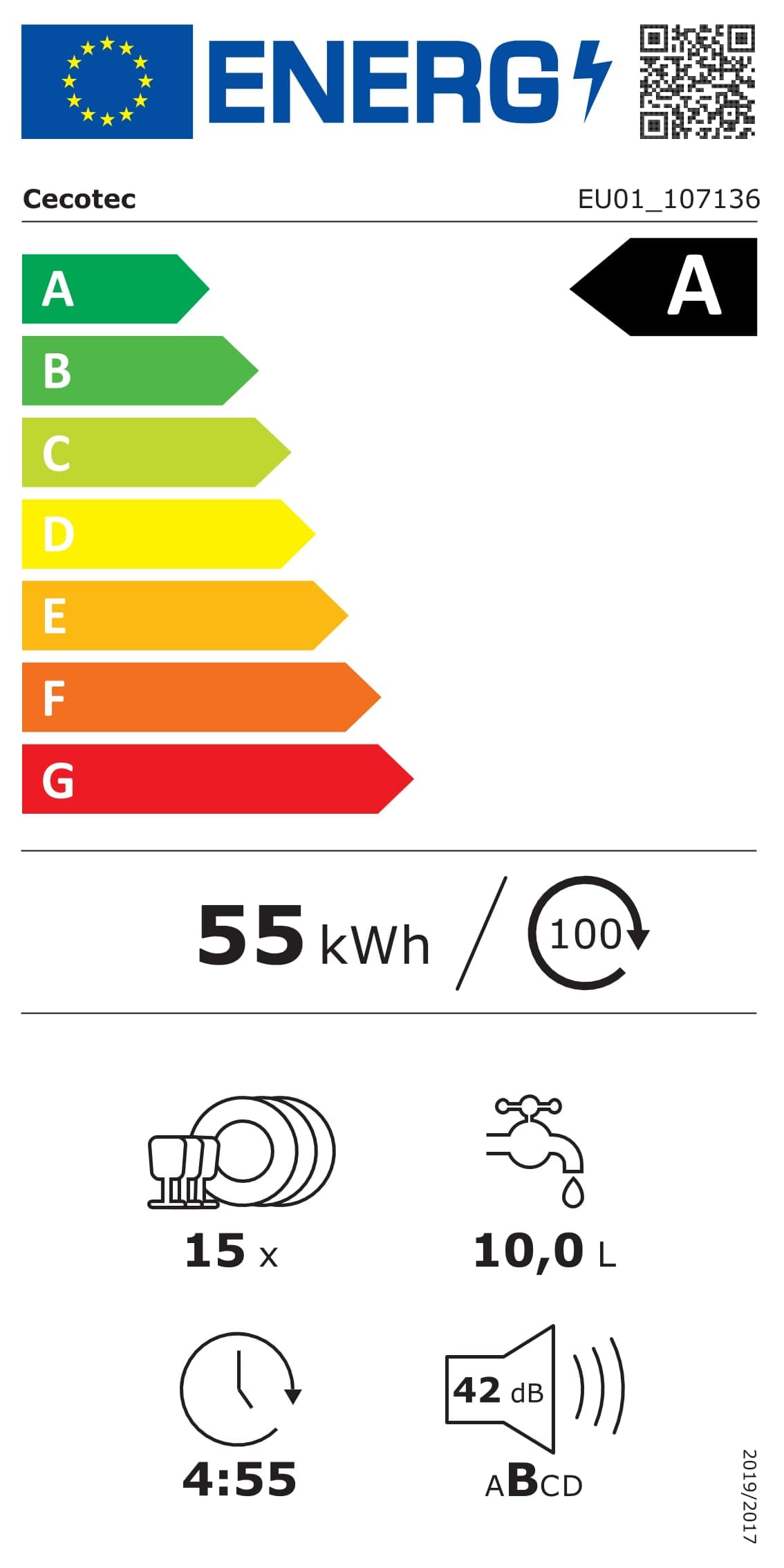 Cecotec Lavavajillas Independiente de 60 cm Bolero Aguazero 6900. 15 Cubiertos, 8 Programas, Clase A, Motor Inverter Plus, Pantalla FullColor XXL, Auto Open y Turbo Dry+, Dual Zone Wash, Blanco — view 4
