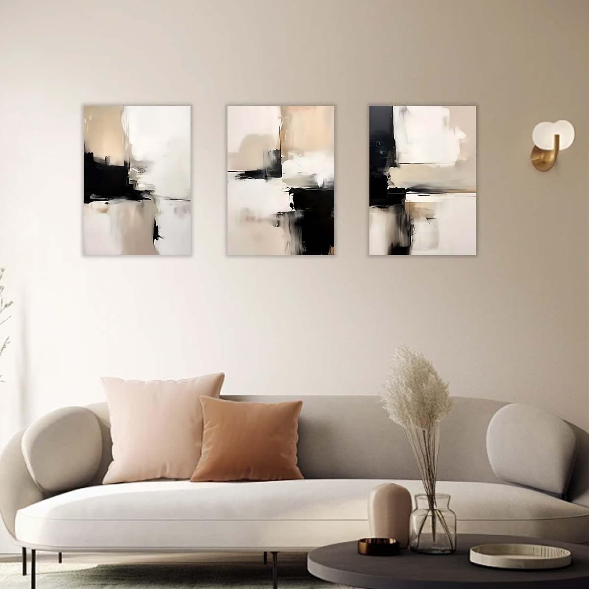 Qiukoo Set of 3 Modern Canvas Wall Art Framed Abstract Prints Waterproof Fabric with Hooks Wall Decoration Artwork Prints for Living Room Bedroom Pictures 12x16 Inch — view 6