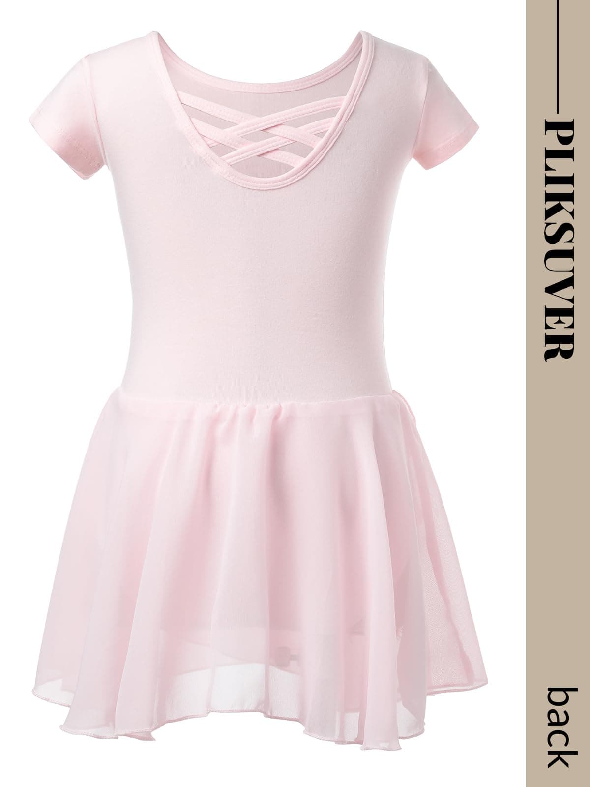 Vestido de Ballet para Niñas Manga Corta Maillot de Danza con Falda de Gasa — view 5