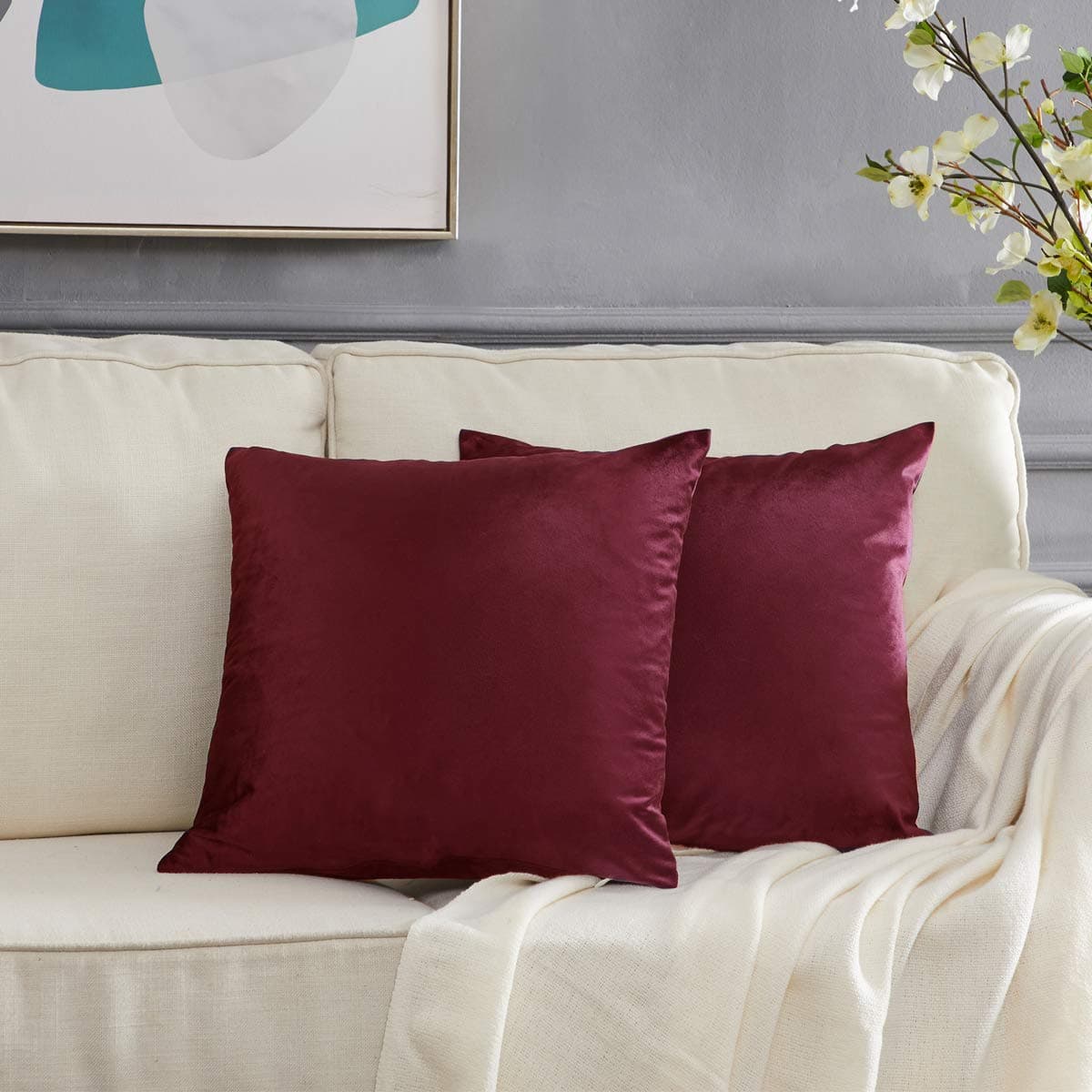 Gris Oscuro Terciopelo Almohada Cubre Caso Suave decoración Fundas de de cojín para sofá Dormitorio Coche Cama Casa Decor 30x50cm ，Pack de 2 — view 23