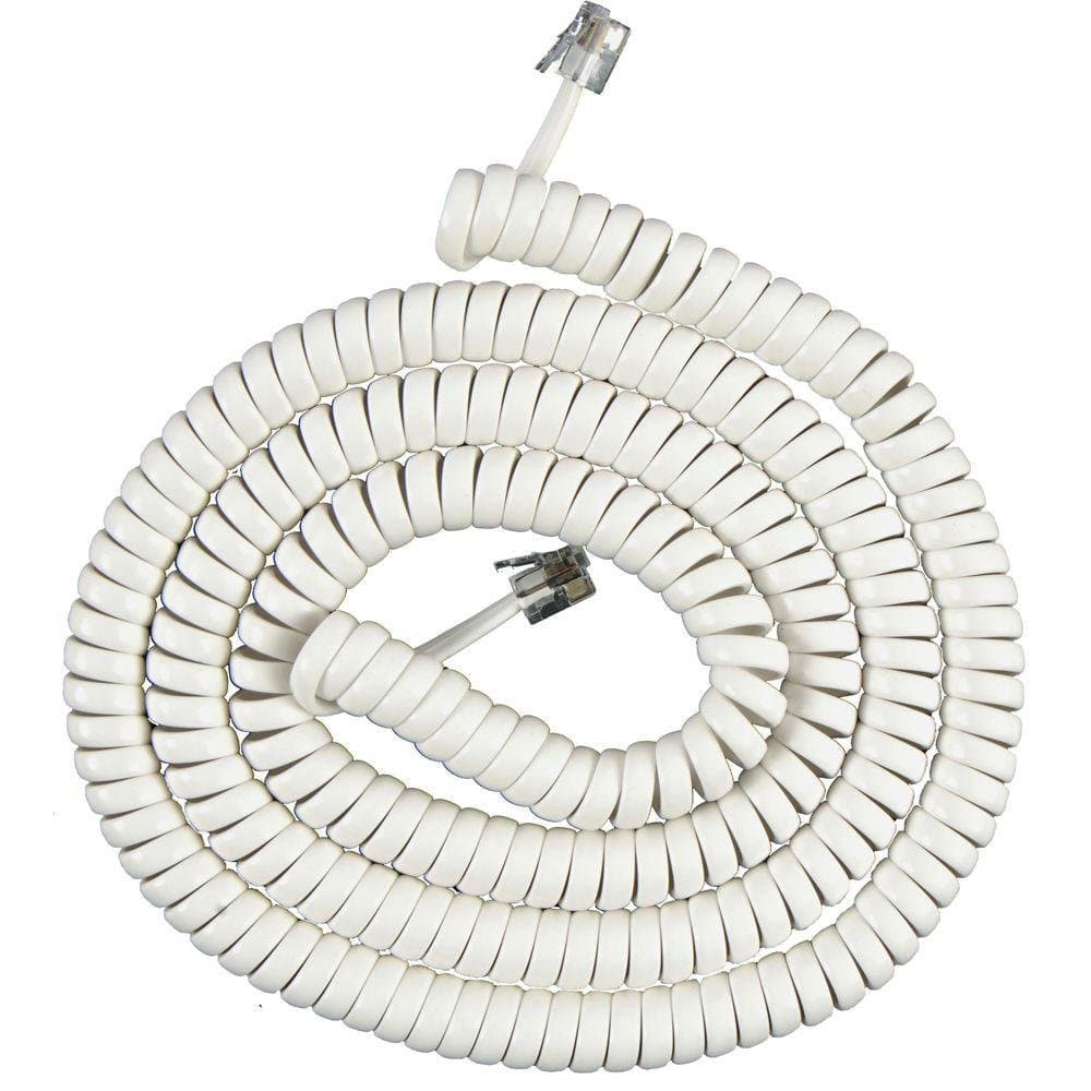 Uni-Best Coil Telephone Cord. Plug to Plug Extension. Standard Phone line Cord Configuration. A Selection of Multiple Colours and Sizes(2 Pack) (Ivory, 25') — view 3