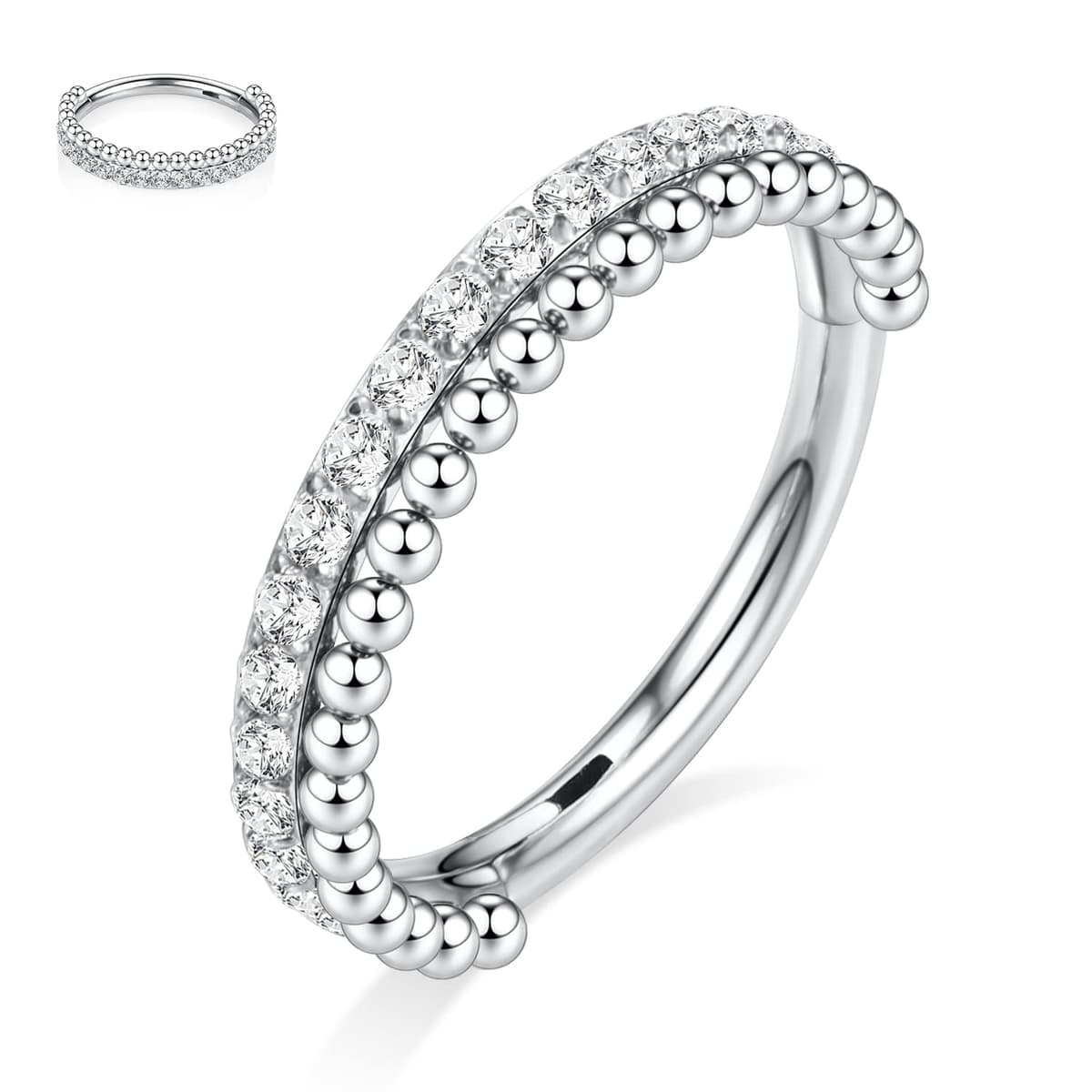 hengkaixuan Triple Double Nose Hoop Ring Sleeper Hoop Earring Helix Rook Conch Cartilage Daith Tragus Earrings Septum Ring Lobe Nose Piercing Jewellery for Women — view 14