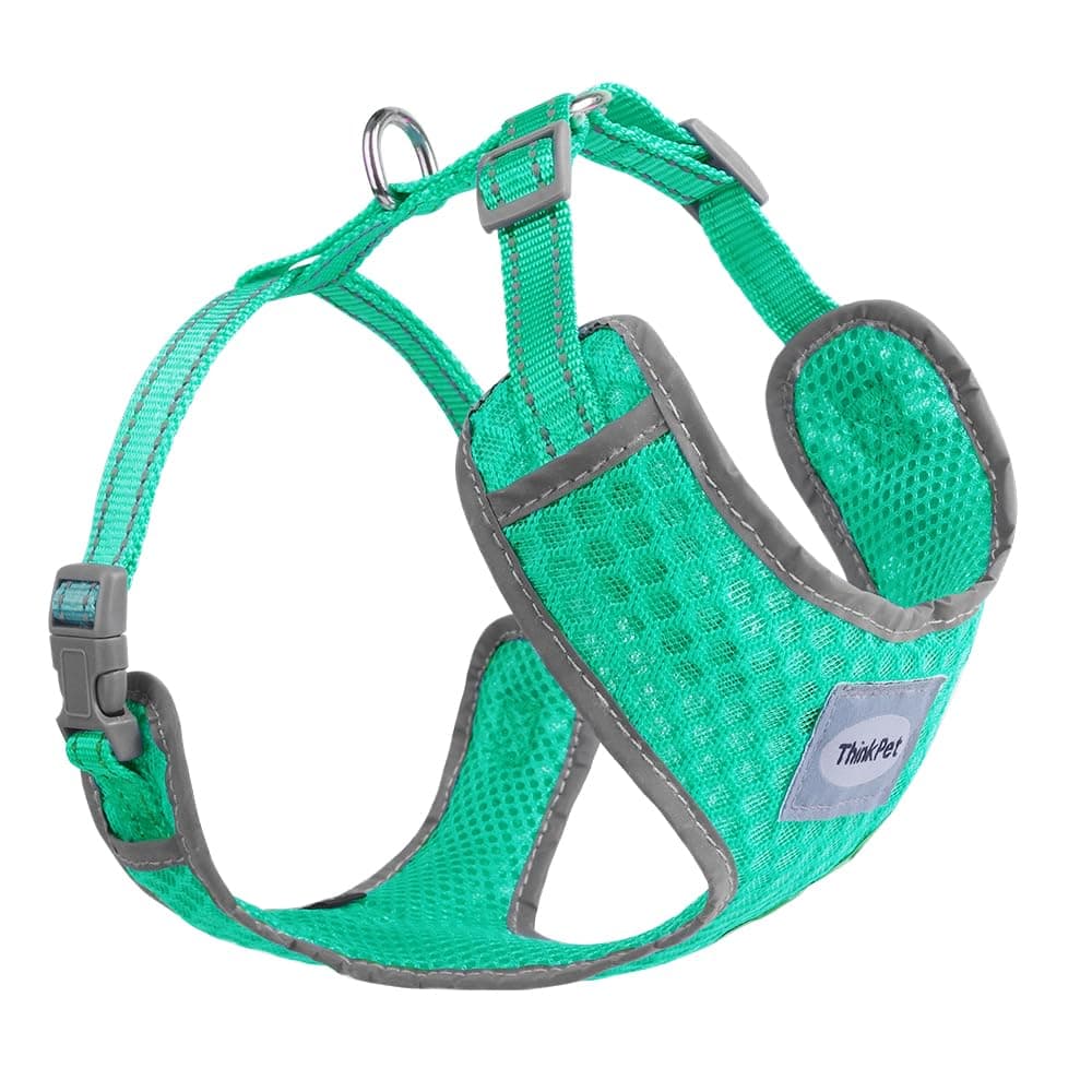 ThinkPet Reflective Breathable Soft Air Mesh No Pull Puppy Choke Free Over Head Vest Ventilation Harness for Puppy Small Medium Dogs (Black,L) — view 17