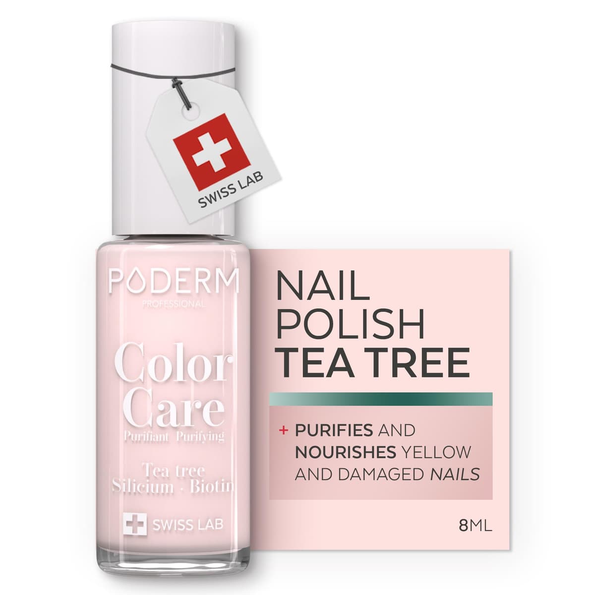 PODERM Nail Care Polish with Tea Tree - Rosewood | Swiss Lab - 8ML | Enriched with Tea Tree, Silicon & Biotin | Purifies, Clarifies & Nourishes Yellow Nails | Created by a Podiatrist — view 11