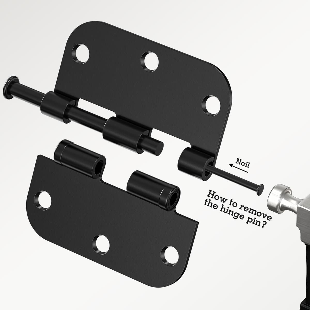 1 Pack Ball Bearing Door Hinges Matte Black 3.5 Inch 5/8" Radius Round Anti Squeak Interior 3-1/2"Flat Iron Bifold Standard Office Bedroom Indoor for Doors 3 ½" Hardware Home House Decor Accessories — view 5