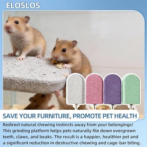 Eloslos 4 Pack Large Size Lava Ledge for Small Pets - Chinchilla, Hamster, Parrot - Grinding & Jumping Platform in Pink — view 5