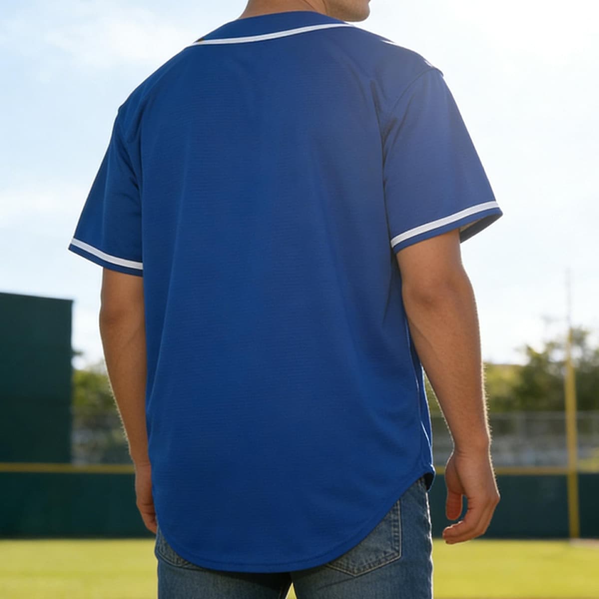 Camiseta de béisbol en blanco, camiseta casual de manga corta con botones — view 2