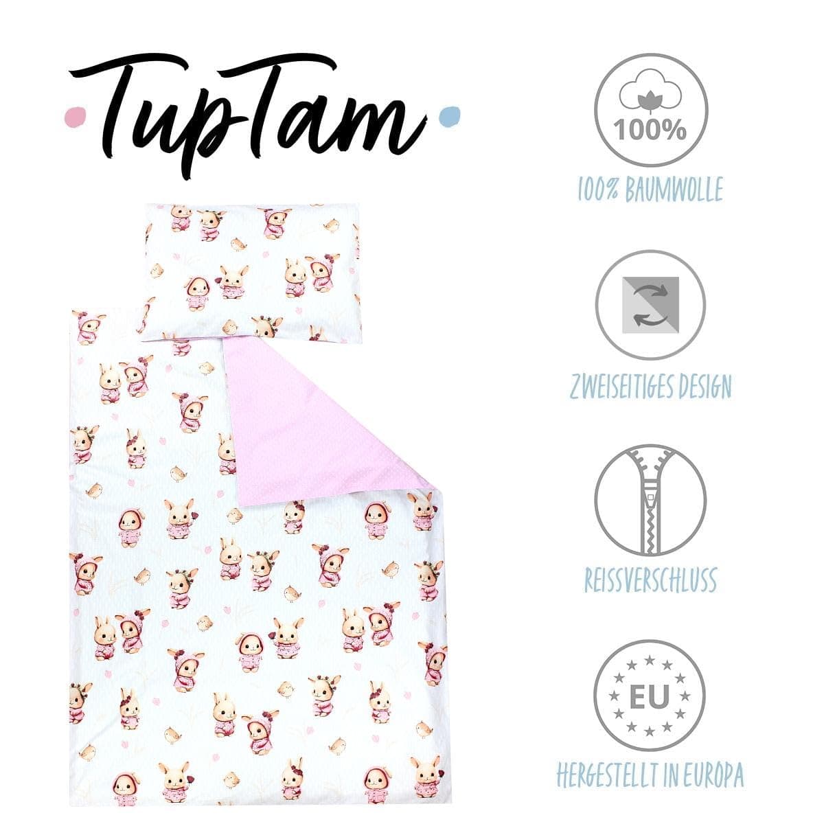 TupTam Juego de Ropa de Cama para Niños, de 2 Piezas., Conejo/Rosa/Lunares, 120x90 cm — view 2