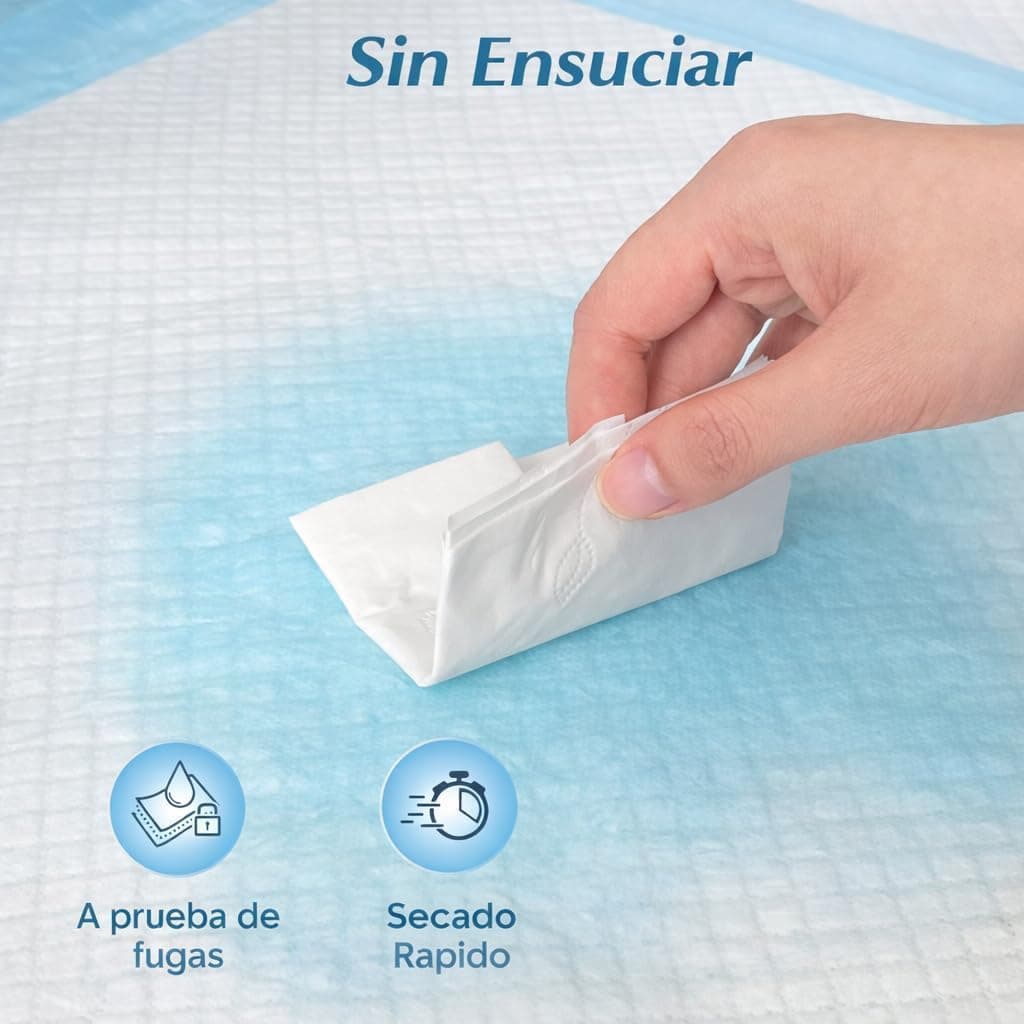 Empapadores Perros 60x60 cm 100 Uds 6 Capas Desechables - Empapadores Perro Adiestramiento Perros Cachorros - Empapadores Desechables - Resguardos para Cães — view 4