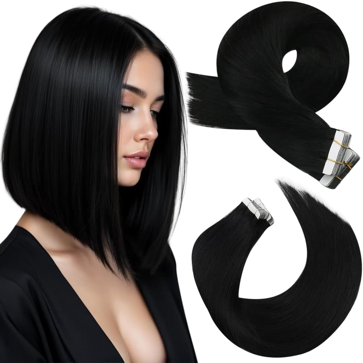 Moresoo Tape in Human Hair Extensions 20 Inch Highlight 50g/20pcs Tape in Hair Extensions Human Hair Ash Blonde with Platinum Blonde #P18/613 — view 19