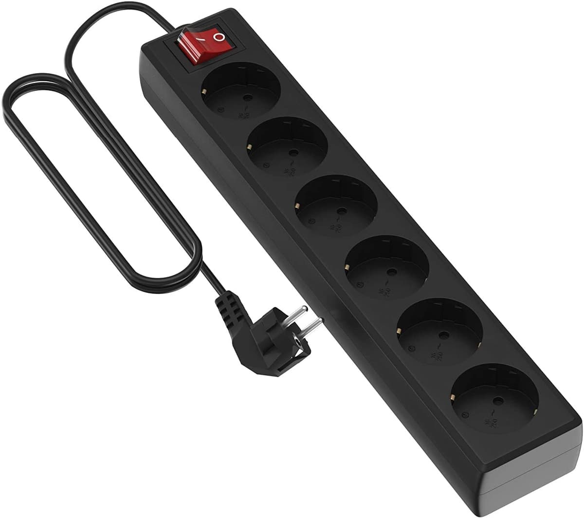 Garza Power - Regleta de 6 enchufes con Interruptor y Toma de Tierra | Ladrón múltiple de 1.4 Metros | hasta 3680W | Protección Infantil |Cable H05W-F 3G | Color Blanco — view 12