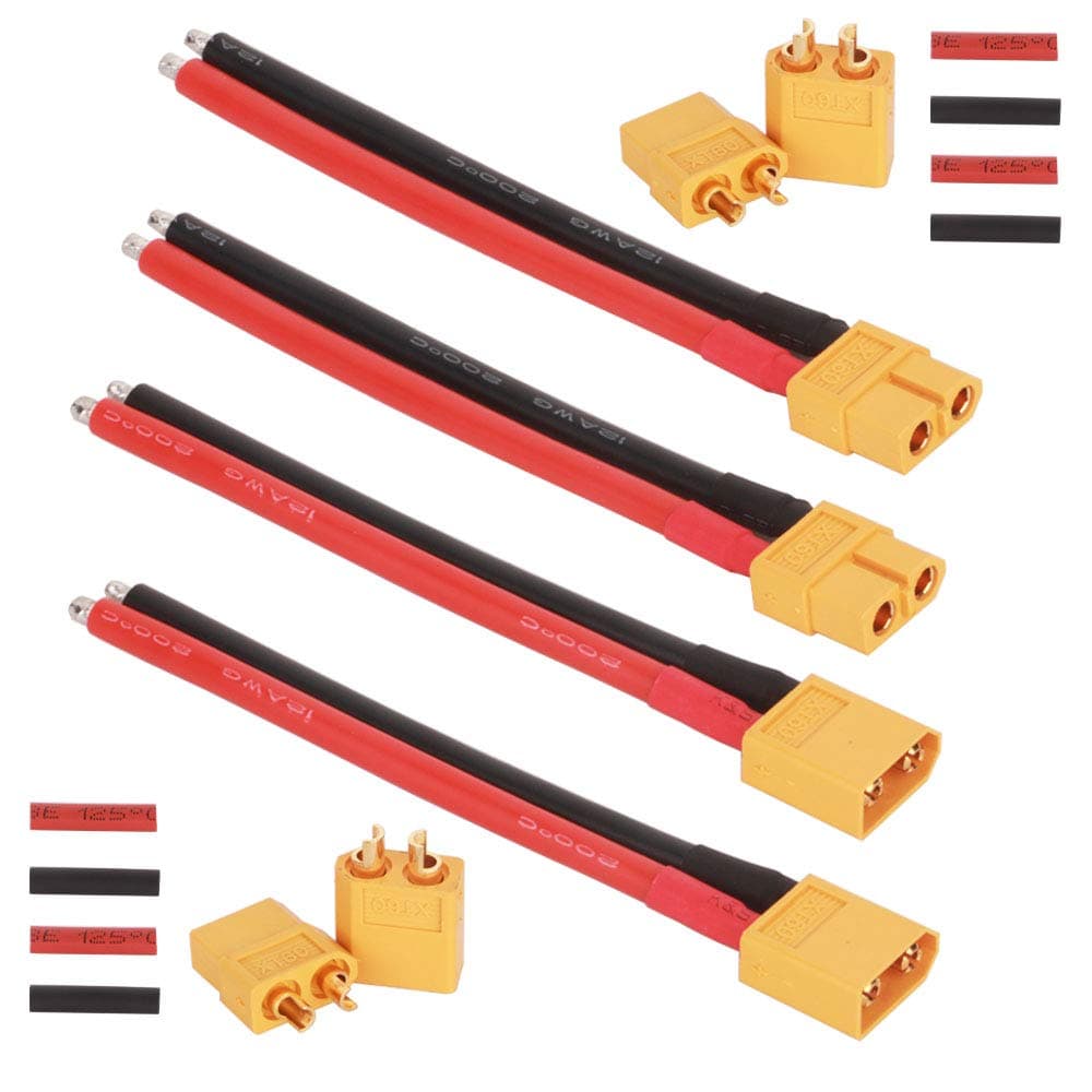GTIWUNG 5 Piezas Macho XT-60 Adaptador de Enchufe XT60 FPV 12awg Cable de 10cm, Cable de extensión XT60 + 5 Piezas Conectores XT60 Hembra con Cable de 12AWG 10CM — view 4