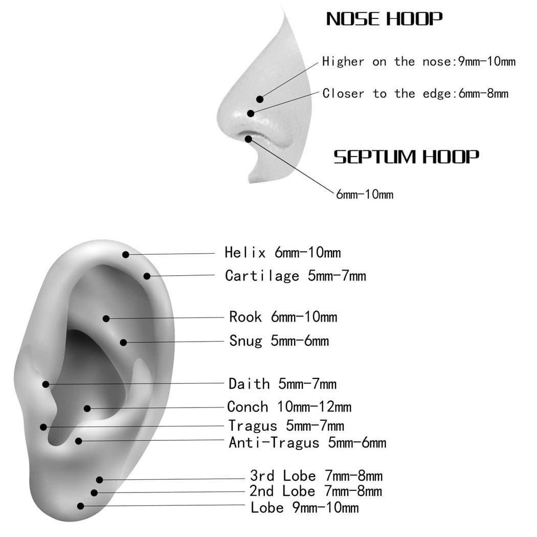 Popuhoops 316L Surgical Steel Hinged Nose Rings Hoop Suptum Ring Body Piercing Lip Rings Helix Cartilage Rook Earrings 20G 18G 16G 14G 12G 10G 8G, Diameter 5mm to 16mm, Gold-Rose Gold-Silver-Black — view 4