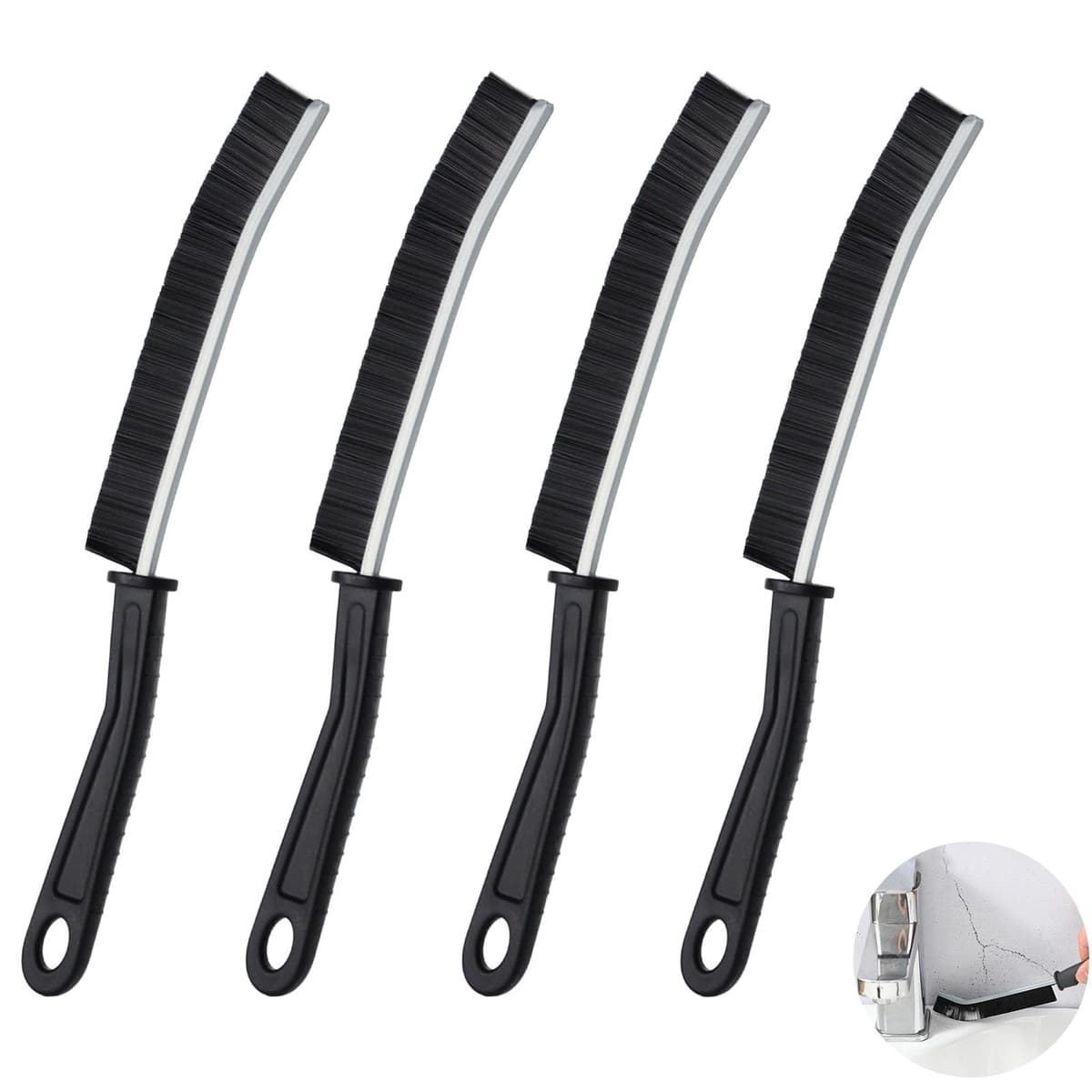 SUOXU Cepillo de Limpieza de Grietas, 3 Piezas para baño, Inodoro, Cocina, Ranura de Puerta de Ventana y Cepillo Limpiador Profundo de Grietas, Herramienta Multifuncional de Limpieza de Huecos — view 7