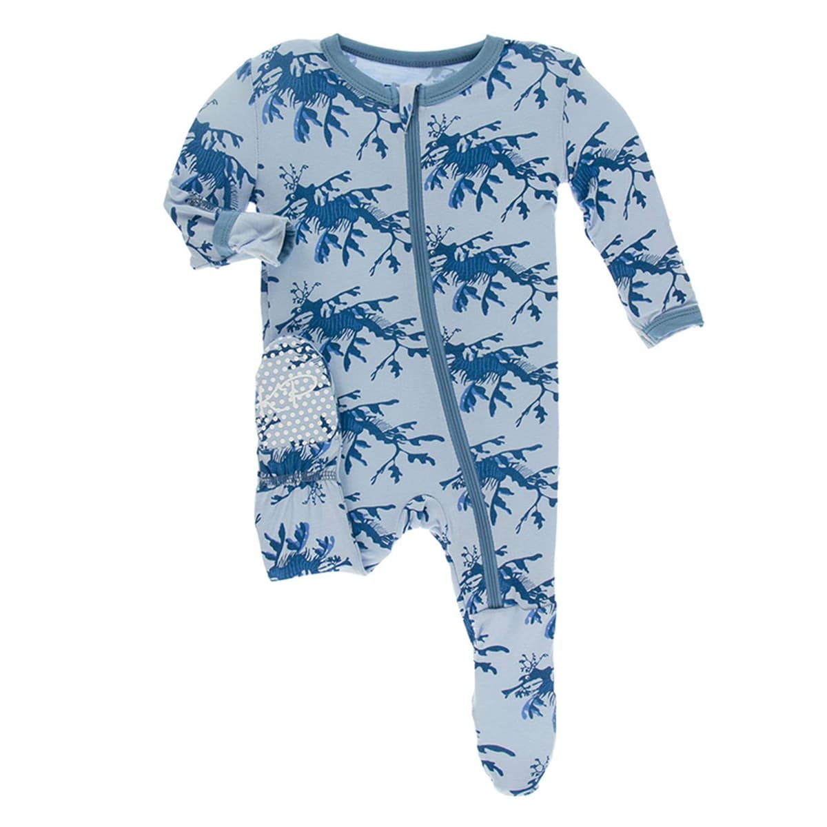 KicKee Pants Little Girls Basic Footie with Zipper - Lotus, 6-9 Months — view 3