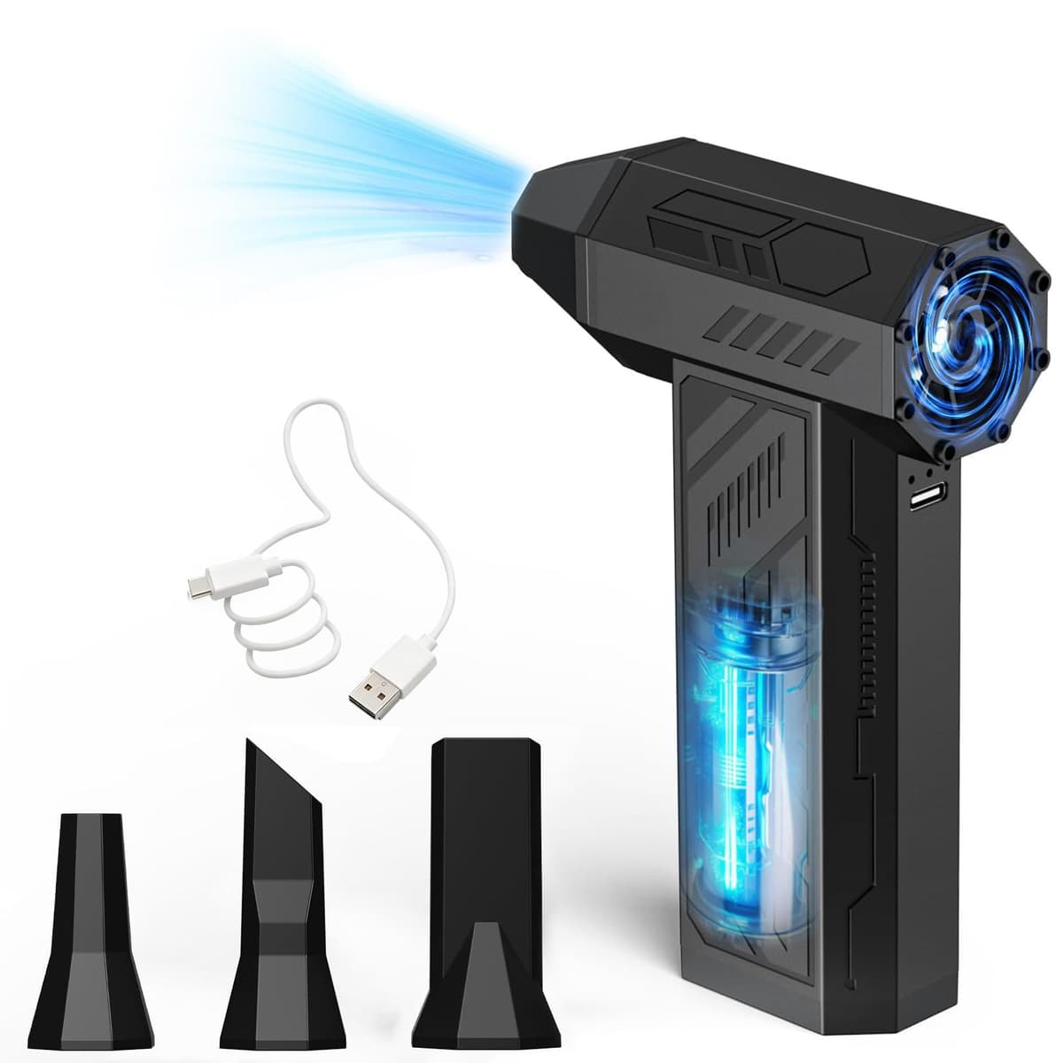 Compressed Air Duster Cleaner for PC, 4 Gear Adjustable 130000RPM Electric Air Duster, Portable Air Dust Blower, Cordless Compressed Air Duster for Computer, Keyboard, Outdoors and House Cleaning — view 8