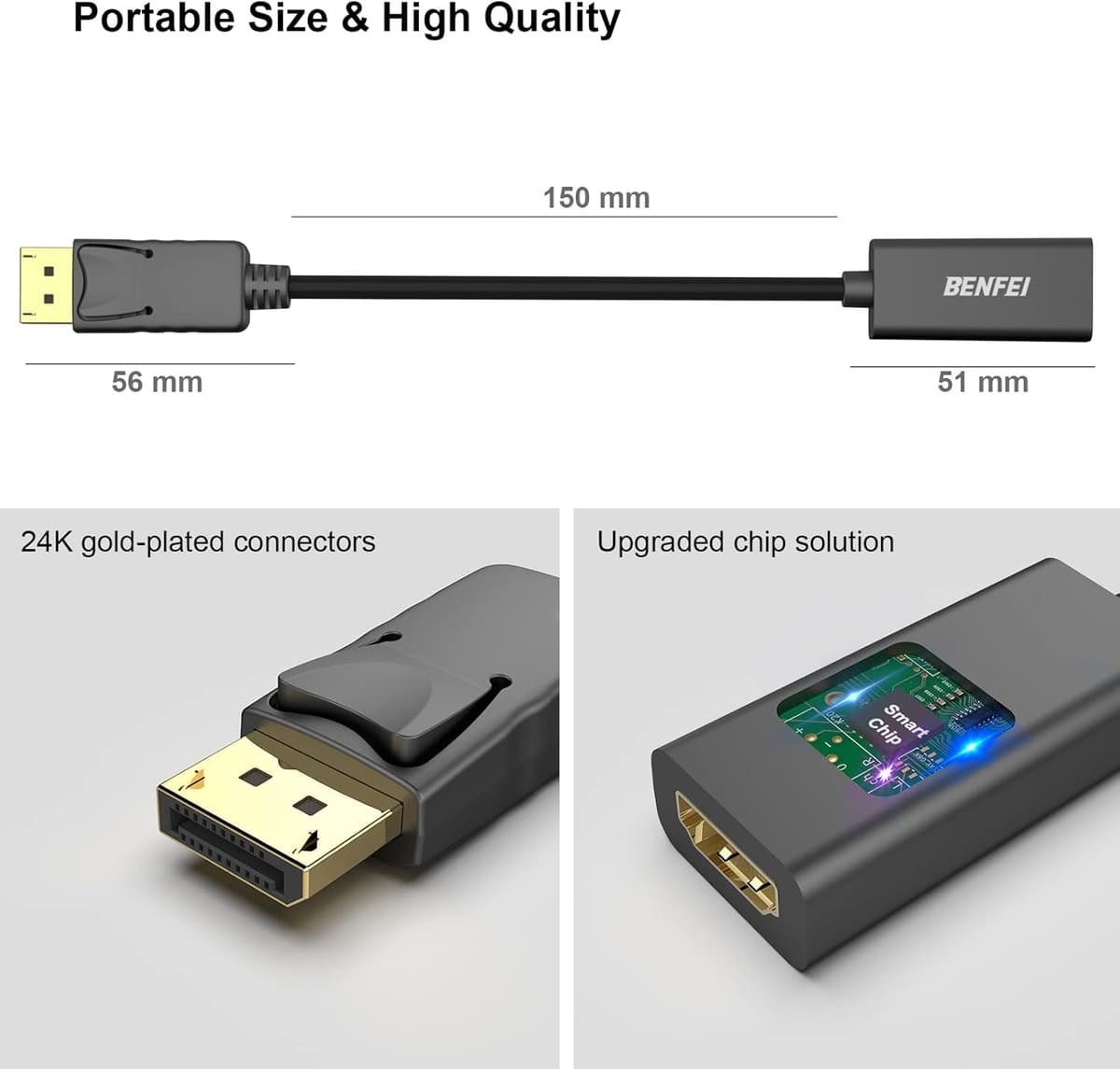 BENFEI Displayport to HDMI Adapter, Dp(Display Port) Male to Hdmi Female Converter with Audio for Lenovo, Dell, HP, Asus and  — view 5