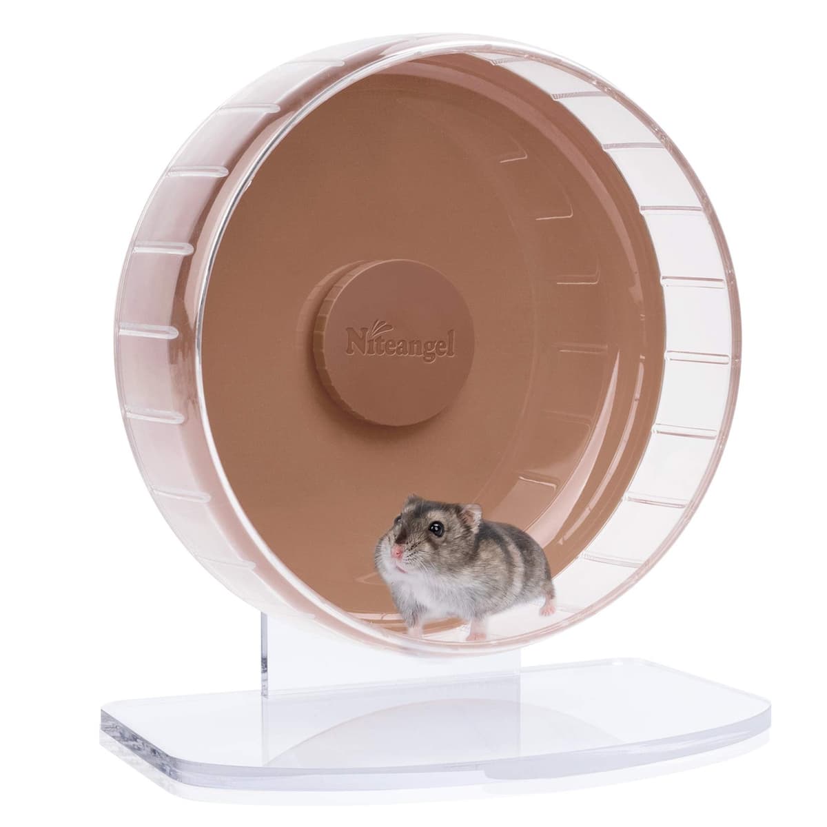 Niteangel Super Silent Hamster Exercise Wheels - Quiet Spinner Hamster Running Wheels with Adjustable Stand for Hedgehog Gerbils Mice Or Other Small Animals (Large, Transparent) — view 21
