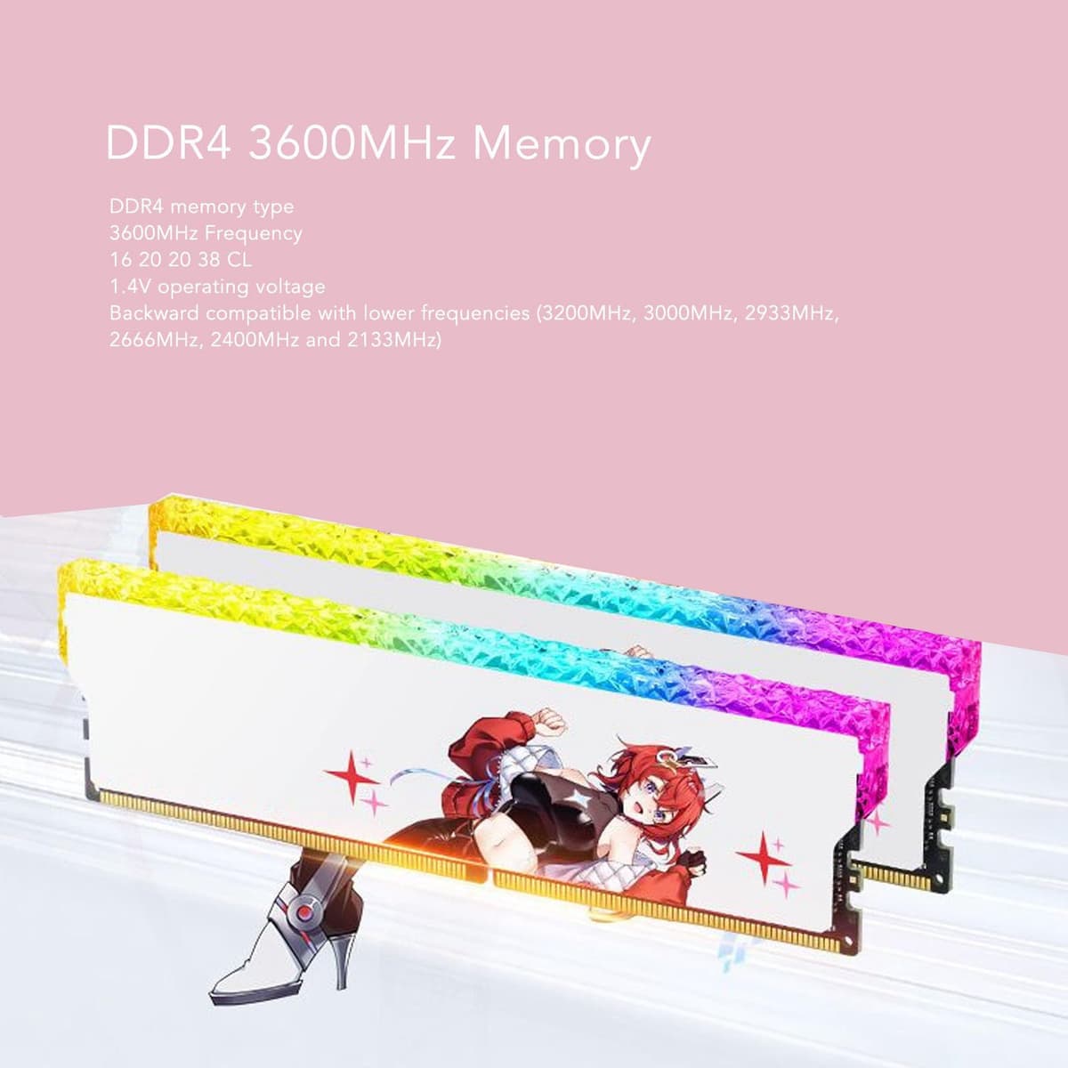 Yctze Ddr4 Ram, 3600mhz Pc4 28800 Cl16 20 20 38 1.35v Módulo de Memoria de Escritorio para Juegos con Overclocking Xmp2.0, para Control RGB de Sincronización Policromada Mystic (32 GB (2x16 GB)) — view 4