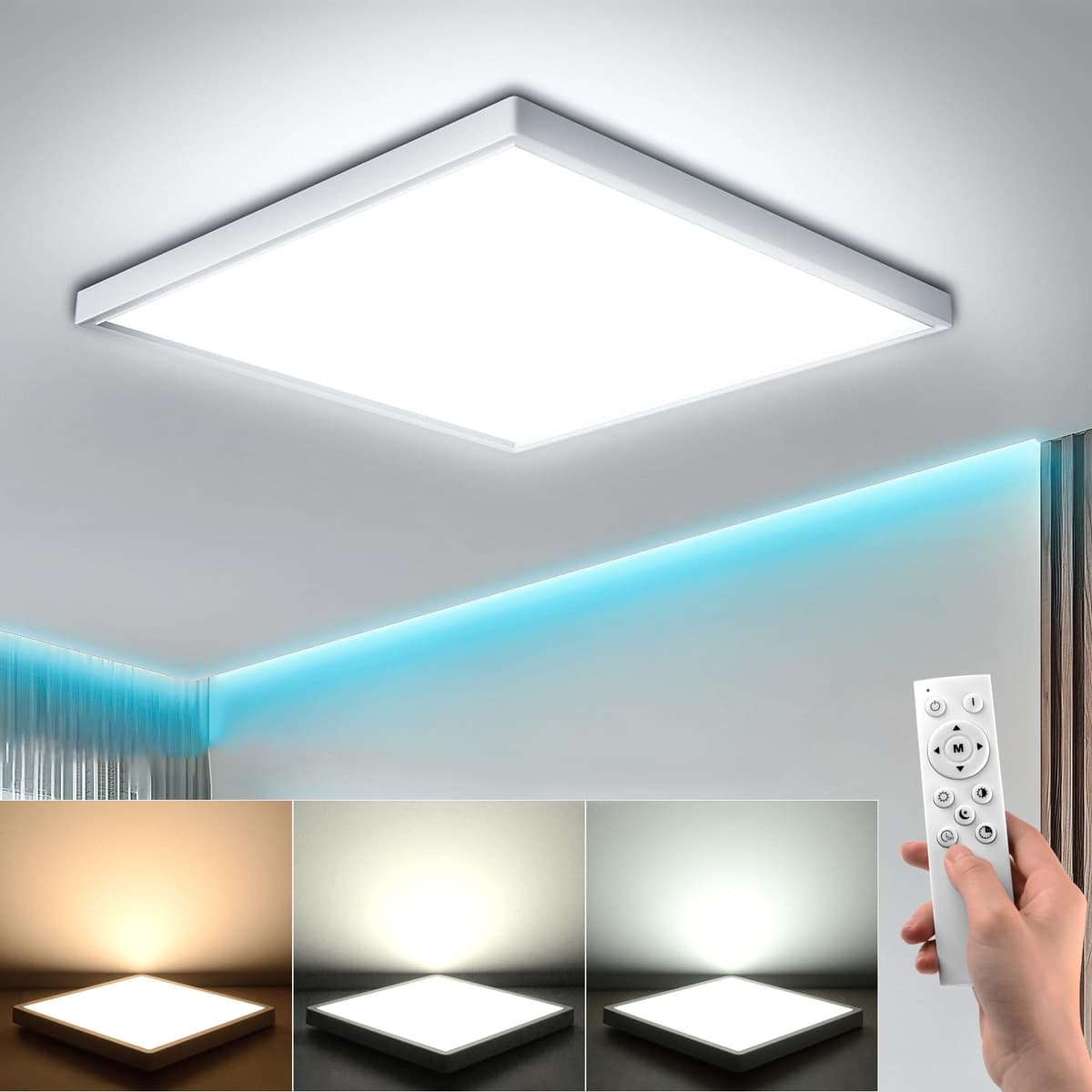 EASY EAGLE LED Lámpara de Techo 48W 4800LM Moderna Cuadrada Plafón Luz Led 6500K Lámpara Panel IP44 Impermeable para Baño Sala Dormitorio Cocina Oficina Comedor Ø30CM — view 34