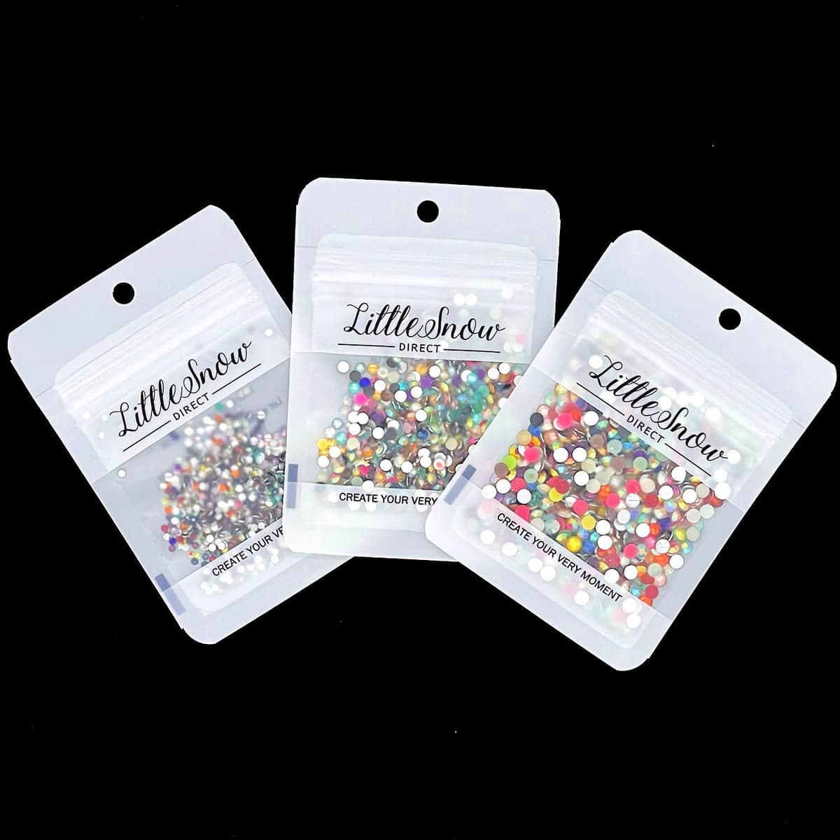 Little Snow Direct® Pack of 1000 Resin Crystal Flat Back Rhinestones Diamante Gems Nail Art & Crafts (Black, 4mm) — view 3