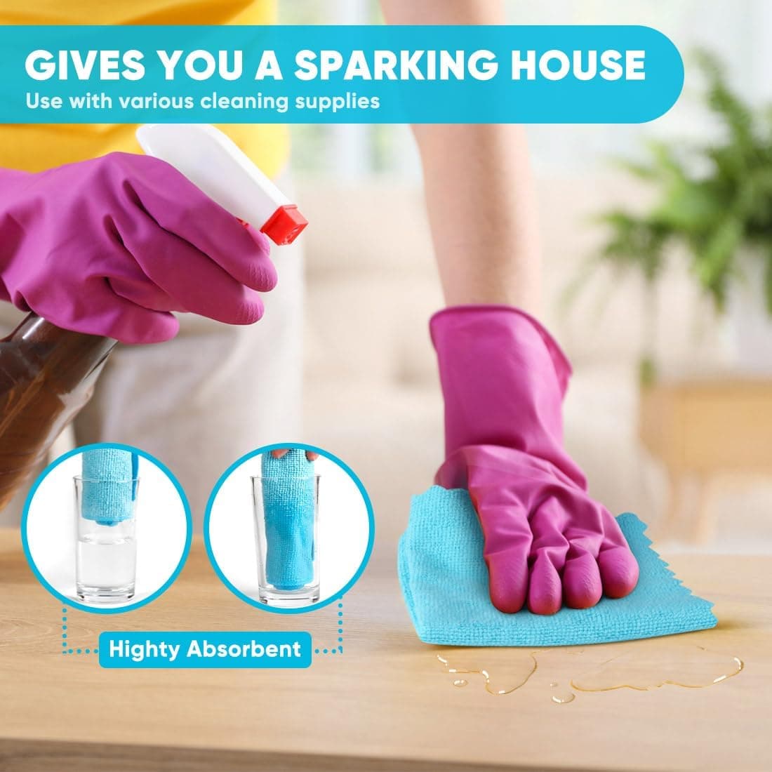Orighty Paños de Limpieza de Microfibra, 24 paquetesAltamente absorbentes, sin pelusasMultiusos, potentes paños de Limpieza para el hogar, la Cocina y el Cuidado del Coche Multicolor 24 piezas — view 2