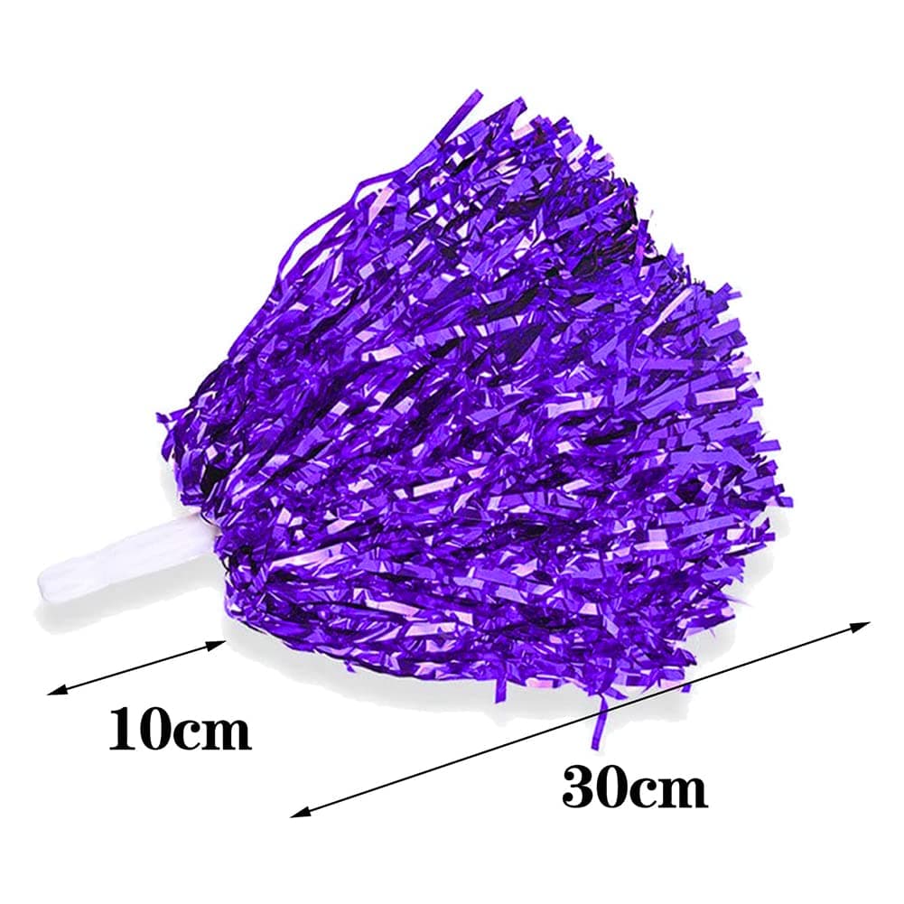 Pompones de porristas de lámina metálica, mango de palo de porristas, pompones de porristas flores de mano con asa, pompones se utilizan para juegos de pelota, bailes, fiestas de carnaval, fanáticos — view 2