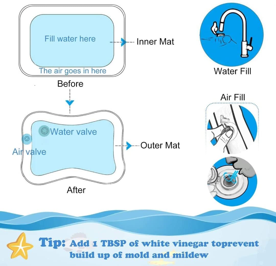 BabaBub Tummy Time Mat Inflatable Water Mat Baby Playmat Sensory Toy Development Stimulation Growth Activity Play Centre for Infants & Toddlers 3 to 24 Months Portable Strengthens Neck Girls Boys — view 6