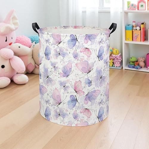 TIBAOLOVER Butterfly Baby Laundry Basket Kids Hamper Animal Toy Storage Bin for Boys Room Decor Baby Nursery Hamper Gift Baskets for Bedroom Bathroom(Fancy Butterfly)