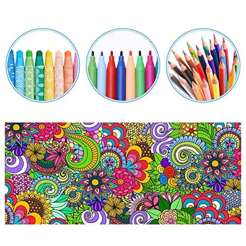 Dvbonike Jumbo Mandala Coloring Poster Giant Flower DIY Drawing Paper Art Blank Banner 55.1 x 23.6 Inch Color-in Table Cover Wall Decoration School Group Activities for Kids Arts Craft Party Suppiles — view 2