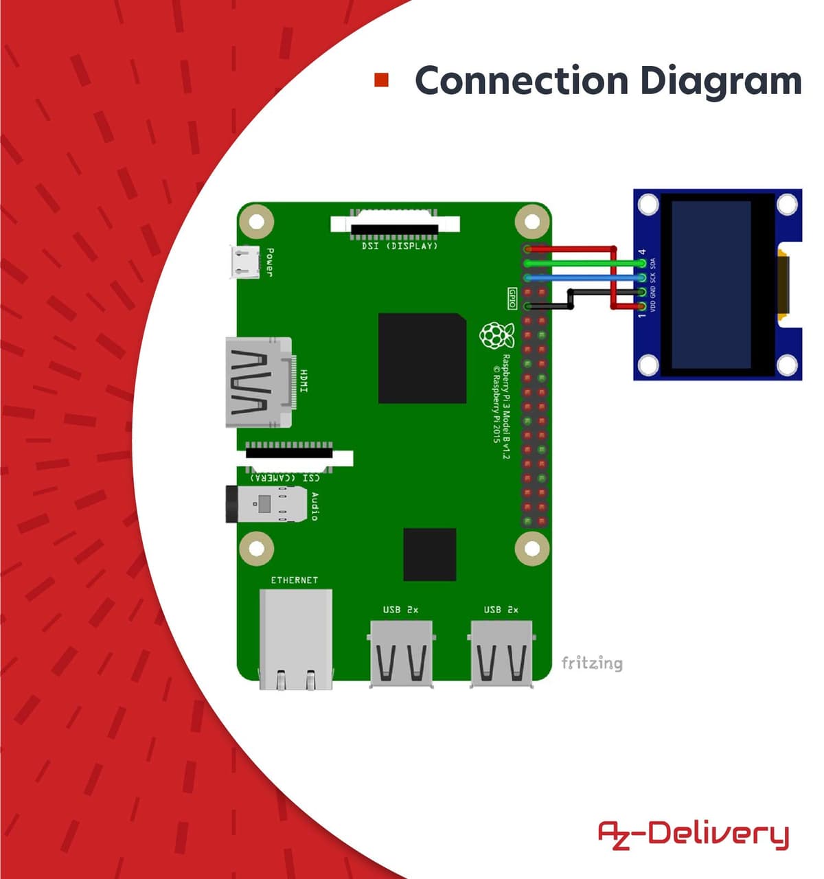 AZDelivery 1.3-inch I2C IIC OLED Display SH1106 128x64 Pixels 3.3V White Character Display Compatible with Arduino and Raspberry Pi Including E-Book! (Pack of 3) — view 5